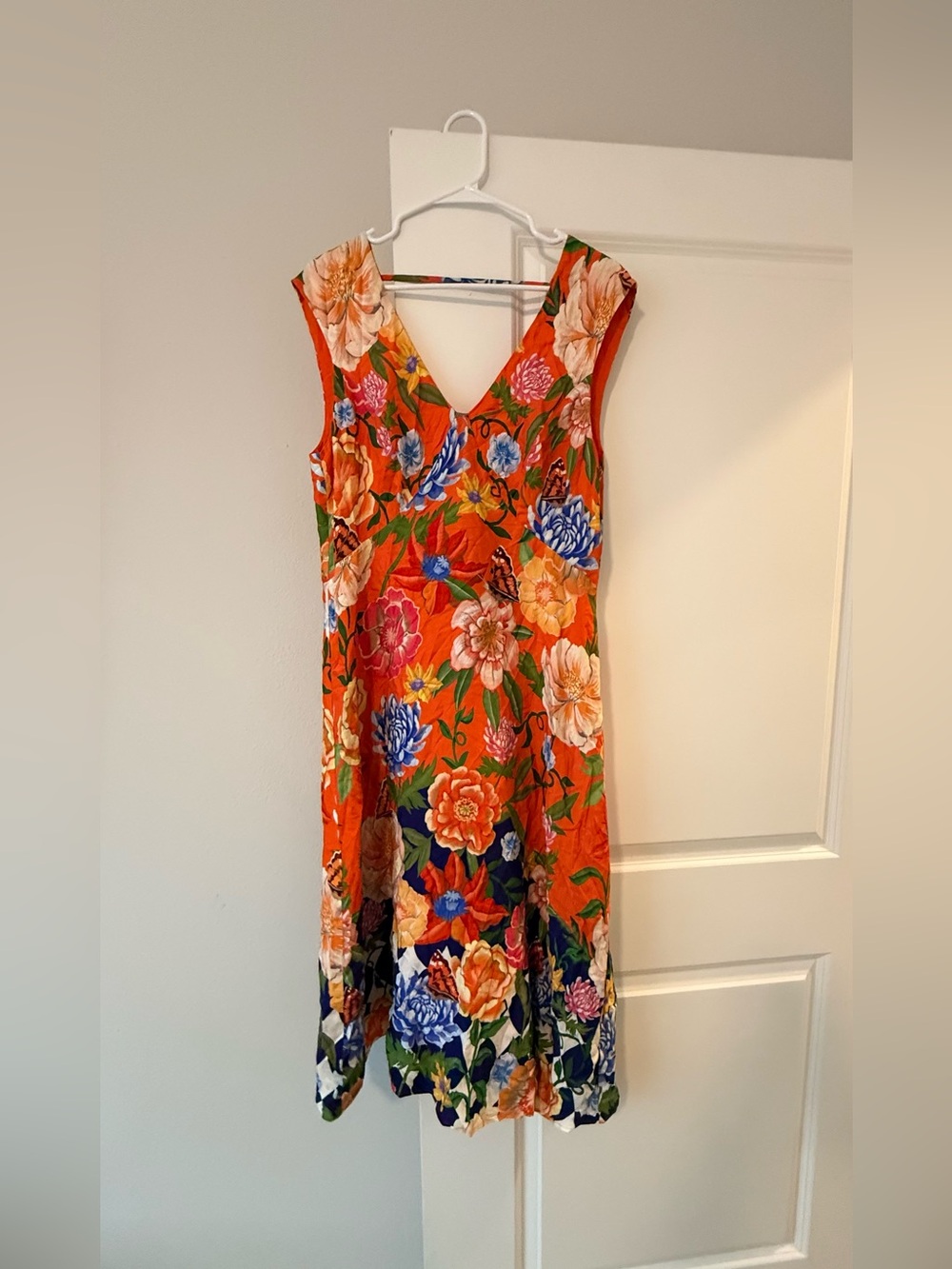 Anthropologie Low Back Printed Floral Midi Dress 🍊🌸✨ - Picture 2 of 13